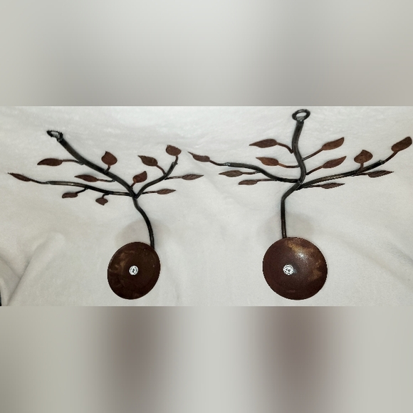 Vintage Rustic Iron Decorative Wall Candle Sconces Pair Coffee Brown - Picture 2 of 9